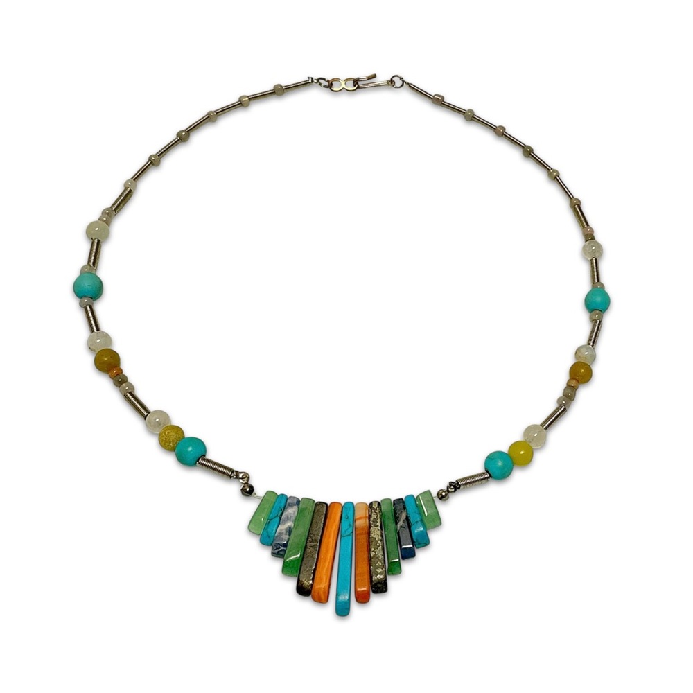 New Vintage Multicolor choker Necklace turquoise amber